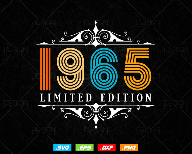 Vintage Limited Edition 1965 Birthday Svg Png, Retro Style 59th Happy Birthday Gifts T shirt Design, Birthday Woman Svg, Aged To Perfection SVG DesignDestine 