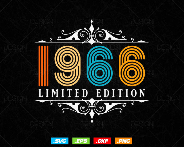 Vintage Limited Edition 1966 Birthday Svg Png, Retro Style 58th Happy Birthday Gifts T shirt Design, Birthday Woman Svg, Aged To Perfection SVG DesignDestine 