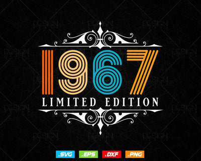 Vintage Limited Edition 1967 Birthday Svg Png, Retro Style 67th Happy Birthday Gifts T shirt Design, Birthday Woman Svg, Aged To Perfection SVG DesignDestine 
