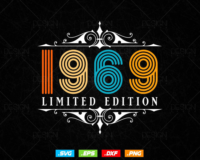Vintage Limited Edition 1969 Birthday Svg Png, Retro Style 55th Happy Birthday Gifts T shirt Design, Birthday Woman Svg, Aged To Perfection SVG DesignDestine 