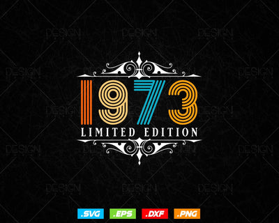 Vintage Limited Edition 1973 Birthday Svg Png, Retro Style 51th Happy Birthday Gifts T shirt Design, Birthday Woman Svg, Aged To Perfection SVG DesignDestine 
