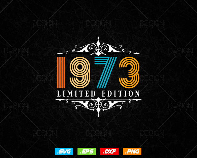Vintage Limited Edition 1973 Birthday Svg Png, Retro Style 51th Happy Birthday Gifts T shirt Design, Birthday Woman Svg, Aged To Perfection SVG DesignDestine 