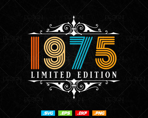 Vintage Limited Edition 1975 Birthday Svg Png, Retro Style 49th Happy Birthday Gifts T shirt Design, Birthday Woman Svg, Aged To Perfection SVG DesignDestine 