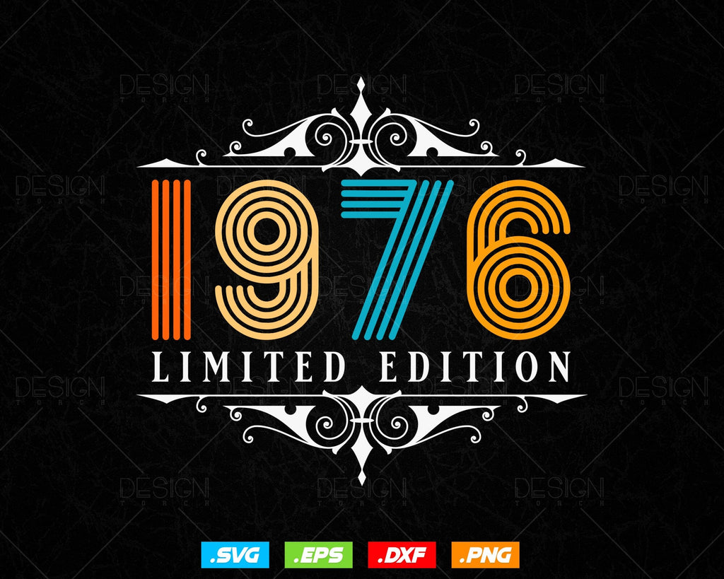 Vintage Limited Edition 1976 Birthday Svg Png, Retro Style 48th Happy ...