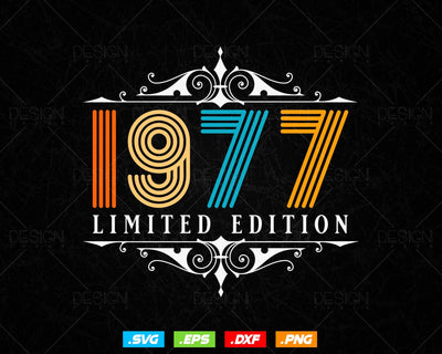 Vintage Limited Edition 1977 Birthday Svg Png, Retro Style 47th Happy Birthday Gifts T shirt Design, Birthday Woman Svg, Aged To Perfection SVG DesignDestine 