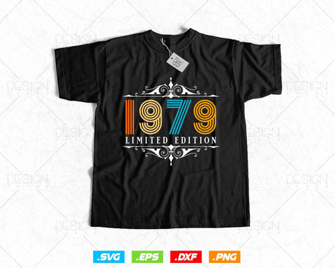 Vintage Limited Edition 1979 Birthday Svg Png, Retro Style 45th Happy Birthday Gifts T shirt Design, Birthday Woman Svg, Aged To Perfection SVG DesignDestine 