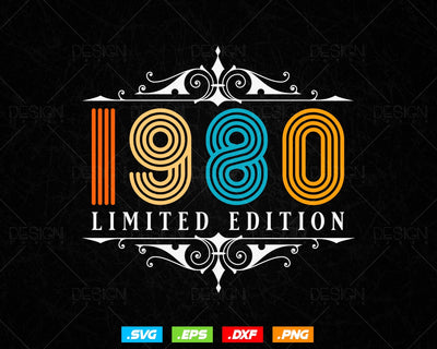 Vintage Limited Edition 1980 Birthday Svg Png, Retro Style 44th Happy Birthday Gifts T shirt Design, Birthday Woman Svg, Aged To Perfection SVG DesignDestine 