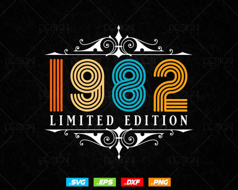 Vintage Limited Edition 1982 Birthday Svg Png, Retro Style 42th Happy Birthday Gifts T shirt Design, Birthday Woman Svg, Aged To Perfection SVG DesignDestine 