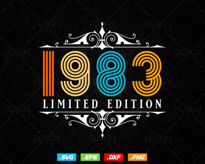Vintage Limited Edition 1983 Birthday Svg Png, Retro Style 41th Happy Birthday Gifts T shirt Design, Birthday Woman Svg, Aged To Perfection SVG DesignDestine 