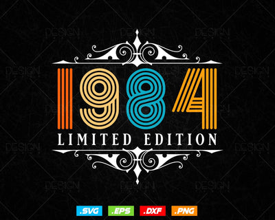 Vintage Limited Edition 1984 Birthday Svg Png, Retro Style 40th Happy Birthday Gifts T shirt Design, Birthday Woman Svg, Aged To Perfection SVG DesignDestine 