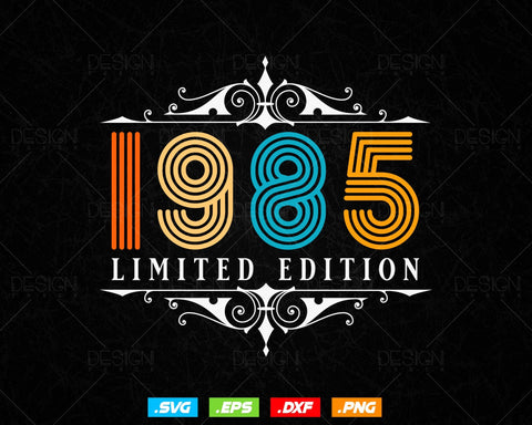 Vintage Limited Edition 1985 Birthday Svg Png, Retro Style 39th Happy Birthday Gifts T shirt Design, Birthday Woman Svg, Aged To Perfection SVG DesignDestine 