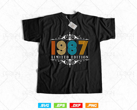 Vintage Limited Edition 1987 Birthday Svg Png, Retro Style 37th Happy Birthday Gifts T shirt Design, Birthday Woman Svg, Aged To Perfection SVG DesignDestine 
