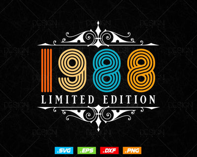 Vintage Limited Edition 1988 Birthday Svg Png, Retro Style 36th Happy Birthday Gifts T shirt Design, Birthday Woman Svg, Aged To Perfection SVG DesignDestine 