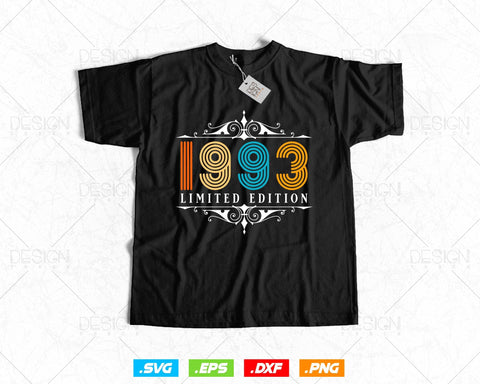 Vintage Limited Edition 1993 Birthday Svg Png, Retro Style 31th Happy Birthday Gifts T shirt Design, Birthday Woman Svg, Aged To Perfection SVG DesignDestine 