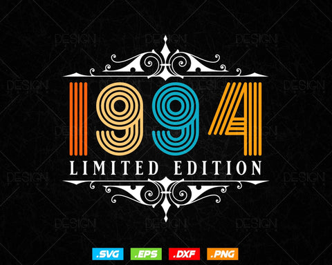 Vintage Limited Edition 1994 Birthday Svg Png, Retro Style 30th Happy Birthday Gifts T shirt Design, Birthday Woman Svg, Aged To Perfection SVG DesignDestine 