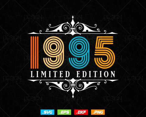 Vintage Limited Edition 1995 Birthday Svg Png, Retro Style 29th Happy Birthday Gifts T shirt Design, Birthday Woman Svg, Aged To Perfection SVG DesignDestine 