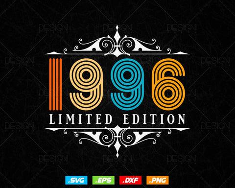 Vintage Limited Edition 1996 Birthday Svg Png, Retro Style 28th Happy Birthday Gifts T shirt Design, Birthday Woman Svg, Aged To Perfection SVG DesignDestine 