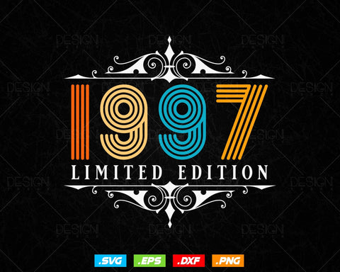 Vintage Limited Edition 1997 Birthday Svg Png, Retro Style 27th Happy Birthday Gifts T shirt Design, Birthday Woman Svg, Aged To Perfection SVG DesignDestine 