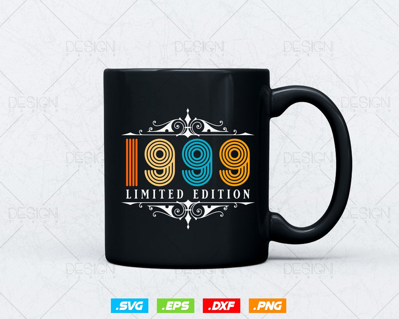 Vintage Limited Edition 1999 Birthday Svg Png, Retro Style 25th Happy ...