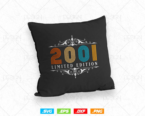 Vintage Limited Edition 2001 Birthday Svg Png, Retro Style 23th Happy Birthday Gifts T shirt Design, Birthday Girl Svg, Aged To Perfection SVG DesignDestine 