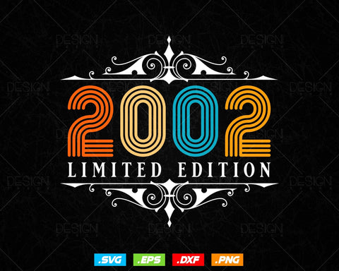 Vintage Limited Edition 2002 Birthday Svg Png, Retro Style 22th Happy Birthday Gifts T shirt Design, Birthday Girl Svg, Aged To Perfection SVG DesignDestine 