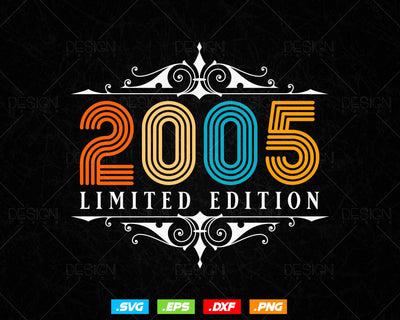 Vintage Limited Edition 2005 Birthday Svg Png, Retro Style 19th Happy Birthday Gifts T shirt Design, Birthday Girl Svg, Aged To Perfection SVG DesignDestine 