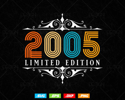 Vintage Limited Edition 2005 Birthday Svg Png, Retro Style 19th Happy Birthday Gifts T shirt Design, Birthday Girl Svg, Aged To Perfection SVG DesignDestine 