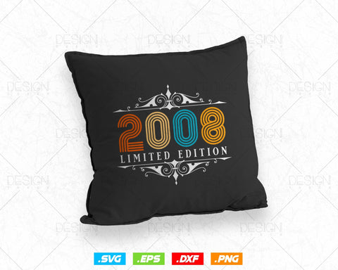 Vintage Limited Edition 2008 Birthday Svg Png, Retro Style 16th Happy Birthday Gifts T shirt Design, Official Teenager, Aged To Perfection SVG DesignDestine 