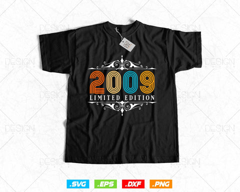 Vintage Limited Edition 2009 Birthday Svg Png, Retro Style 15th Happy Birthday Gifts T shirt Design, Official Teenager, Aged To Perfection SVG DesignDestine 