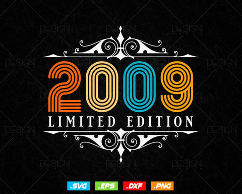 Vintage Limited Edition 2009 Birthday Svg Png, Retro Style 15th Happy Birthday Gifts T shirt Design, Official Teenager, Aged To Perfection SVG DesignDestine 