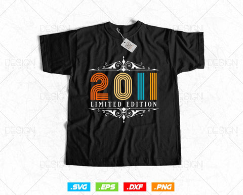 Vintage Limited Edition 2011 Birthday Svg Png, Retro Style 13th Happy Birthday Gifts T shirt Design, Official Teenager, Aged To Perfection SVG DesignDestine 