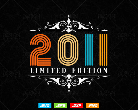 Vintage Limited Edition 2011 Birthday Svg Png, Retro Style 13th Happy Birthday Gifts T shirt Design, Official Teenager, Aged To Perfection SVG DesignDestine 