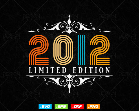 Vintage Limited Edition 2012 Birthday Svg Png, Retro Style 12th Happy Birthday Gifts T shirt Design, Birthday Girl Svg, Aged To Perfection SVG DesignDestine 