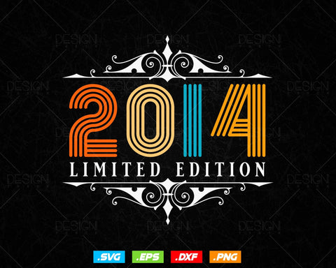 Vintage Limited Edition 2014 Birthday Svg Png, Retro Style 10th Happy Birthday Gifts T shirt Design, Birthday Girl Svg, Aged To Perfection SVG DesignDestine 