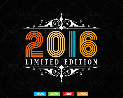 Vintage Limited Edition 2016 Birthday Svg Png, Retro Style 8th Happy Birthday Gifts T shirt Design, Birthday Girl Svg, Aged To Perfection SVG DesignDestine 