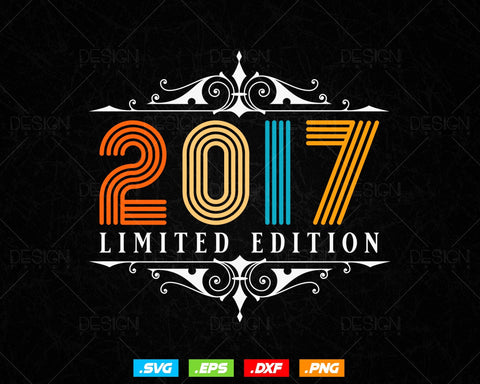 Vintage Limited Edition 2017 Birthday Svg Png, Retro Style 7th Happy Birthday Gifts T shirt Design, birthday Girl Svg, Aged To Perfection SVG DesignDestine 