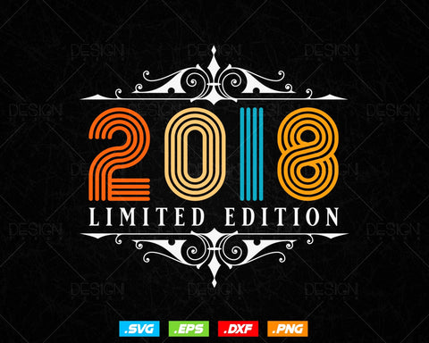 Vintage Limited Edition 2018 Birthday Svg Png, Retro Style 6th Happy Birthday Gifts T shirt Design, Baby Girl Svg, Aged To Perfection SVG DesignDestine 