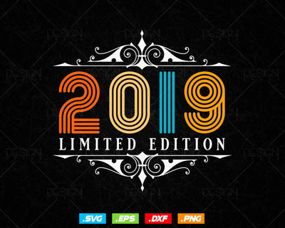 Vintage Limited Edition 2019 Birthday Svg Png, Retro Style 5th Happy Birthday Gifts T shirt Design, Baby Girl Svg, Aged To Perfection SVG DesignDestine 