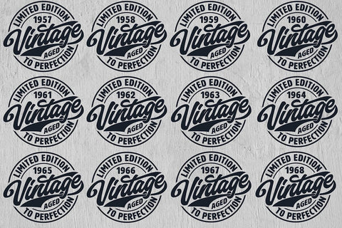 Vintage Limited Edition Svg Png Files, Birthday Svg, Aged To Perfection Svg, Circle Frame Svg SVG DesignDestine 