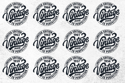 Vintage Limited Edition Svg Png Files, Birthday Svg, Aged To Perfection Svg, Circle Frame Svg SVG DesignDestine 