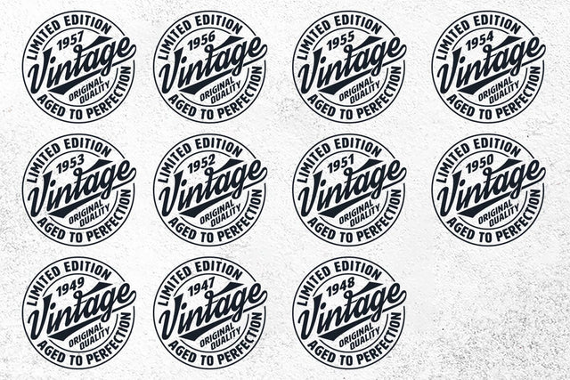 Vintage Limited Edition Svg Png Files, Birthday Svg, Aged To Perfection Svg, Circle Frame Svg SVG DesignDestine 