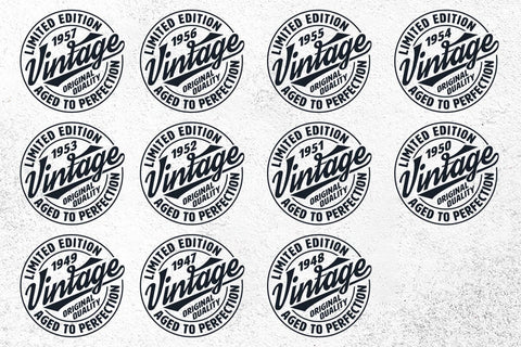 Vintage Limited Edition Svg Png Files, Birthday Svg, Aged To Perfection Svg, Circle Frame Svg SVG DesignDestine 