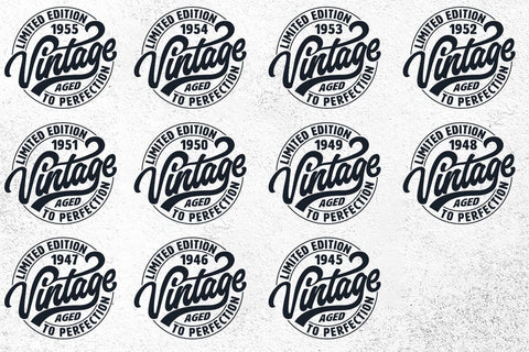 Vintage Limited Edition Svg Png Files, Birthday Svg, Aged To Perfection Svg, Circle Frame Svg SVG DesignDestine 