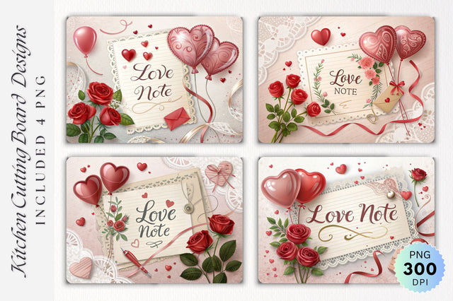 Vintage Love Note with Valentine's Day Decor Cutting Board Sublimation Regulrcrative 