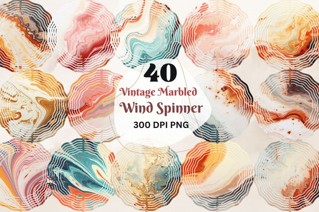 Vintage Marbled Wind Spinner Bundle Sublimation Regulrcrative 