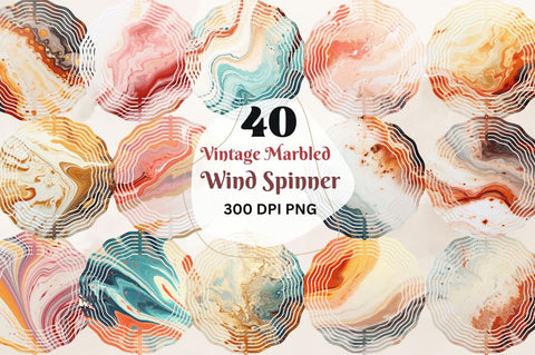 Vintage Marbled Wind Spinner Bundle Sublimation Regulrcrative 