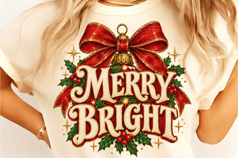 Vintage Merry Bright Ornament PNG Sublimation SVGista 