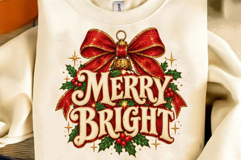 Vintage Merry Bright Ornament PNG Sublimation SVGista 