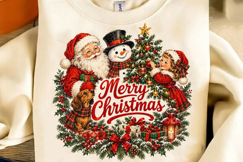 Vintage Merry Christmas Santa PNG Sublimation SVGista 