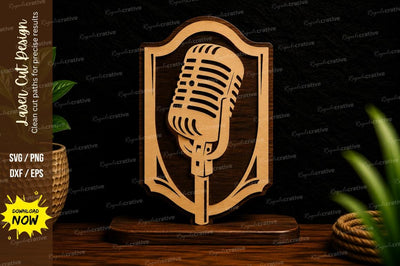 Vintage Microphone Frame Laser Cut Svg Design SVG Regulrcrative 